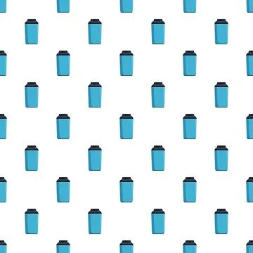 Blue water bottle flat style seamless pattern Stock Illustration