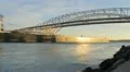 Blue Water Bridge Freighter Sunset HD Footage