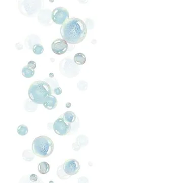 Blue water bubbles of different sizes and tones in a chaotic order. Watercolor Stock Illustration