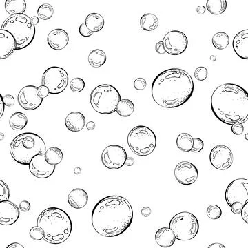 Blue water bubbles of different sizes and tones in a chaotic order. Graphic Stock Illustration