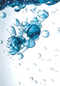 Blue water bubbles Stock Photos