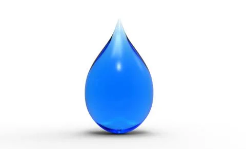 Blue Water Drop 3D Rendering on a white Background Stock Illustration