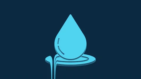 Blue Water drop icon isolated on blue background. 4K Video motion graphic Stock Footage 235772882