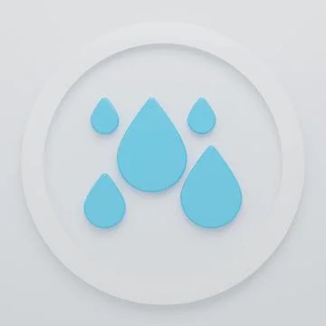 Blue Water drop icon isolated on white background. Minimalism concept. 3D r.. Stock Illustration