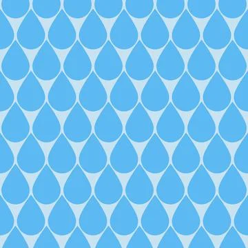 Blue water drop seamless pattern, large drop rain flat background for wrappin Illustrazione stock