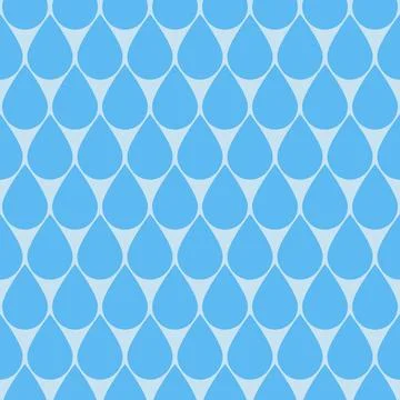 Blue water drop seamless pattern, large drop rain flat background for wrapp.. Stock Illustration