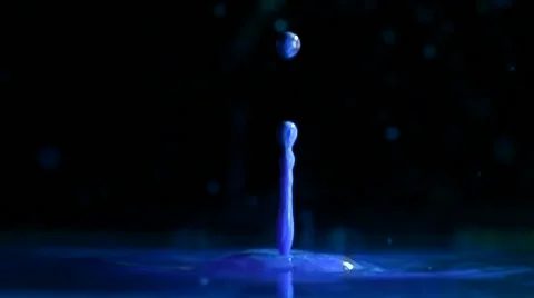 Blue water drop in slow motion 2 Video stock 44293688