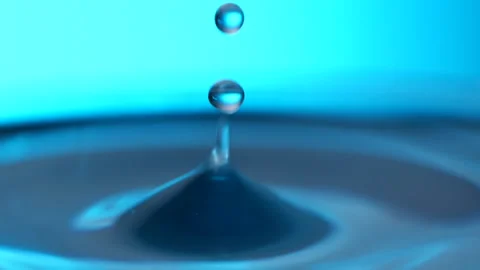 Blue water drop in slow motion Stock Footage 135777041