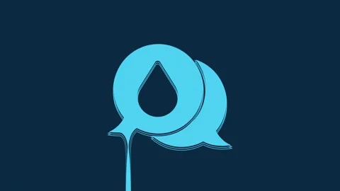 Blue Water drop with speech bubbles icon isolated on blue background. 4K Video Stock Footage 235772709