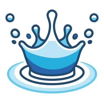 Blue water drop splash crown design. A cartoon illustration of a blue water.. Stock Illustration