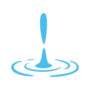 Blue water drop splash with ripple waves. Vector liquid drop for decoration Stock Illustration