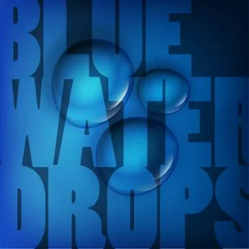 Blue water drops. abstract background with space for text. Illustrazione stock