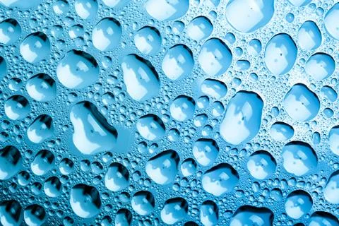 Blue water drops background Stockfoto's