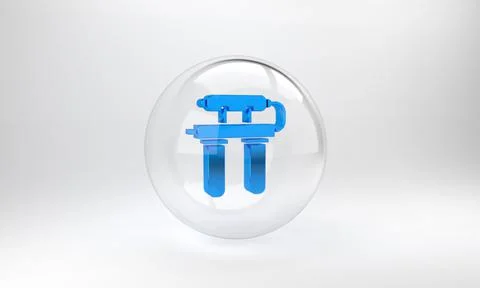 Blue Water filter icon isolated on grey background. System for filtration of  Stock Illustration