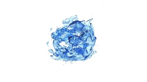 Blue water flow counterclockwise transforms into drop, on white +alpha (FULL HD) Stock Footage 80867310