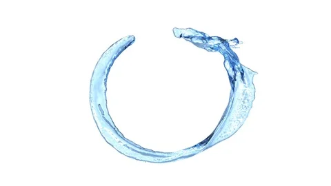 Blue water flowing in circle counterclockwise - on white, with alpha (FULL HD) Stockbeeldmateriaal 71228923