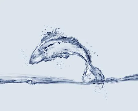 Blue Water Jumping Fish Stock Illustration