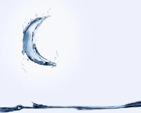 Blue Water Moon Floating Stock Illustration