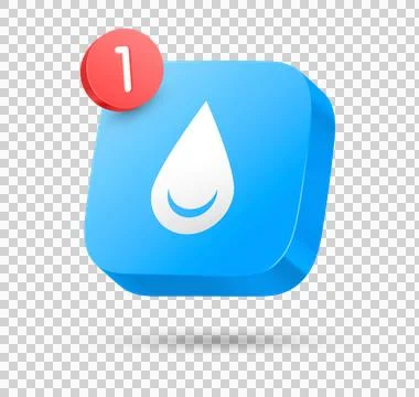Blue Water Notification Icon Button 3D Render Isolated Illustrazione stock