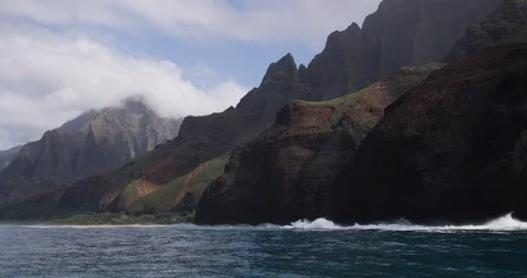 Blue water ocean surrounded by the mountain range Stock Footage 109416356