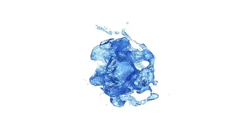 Blue water ring splashes wild and turbulent - on white, alpha included (FULL HD) Video stock 83689707