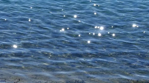 Blue water sparkling  surface with sunlight Stock Footage 126090433