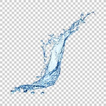 Blue water splash and drops isolated on transparent background png Stock Illustration