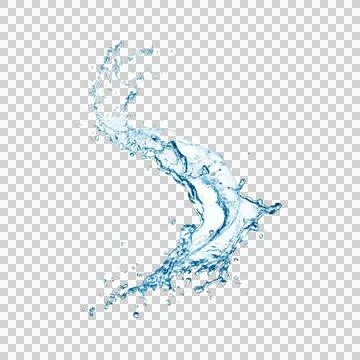 Blue water splash and drops isolated on transparent background png Stock Illustration