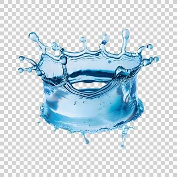 Blue water splash and drops isolated on transparent background png Stock Illustration