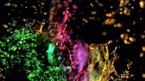Blue water splash on black background, Slow Motion Stock Footage 42072497
