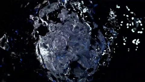 Blue water splash bubbles on black background Stock Footage 137121692