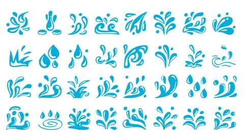 Blue Water Splash Element Collection .Vector Illustration Stock Illustration