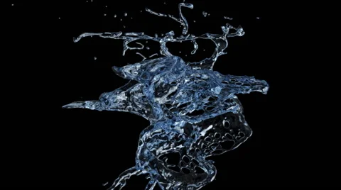 Blue water splash in slow motion, isolated on black (FULL HD) Stock Footage 51583699