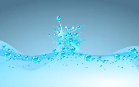 Blue water splash, vector illustration. Stock Illustration