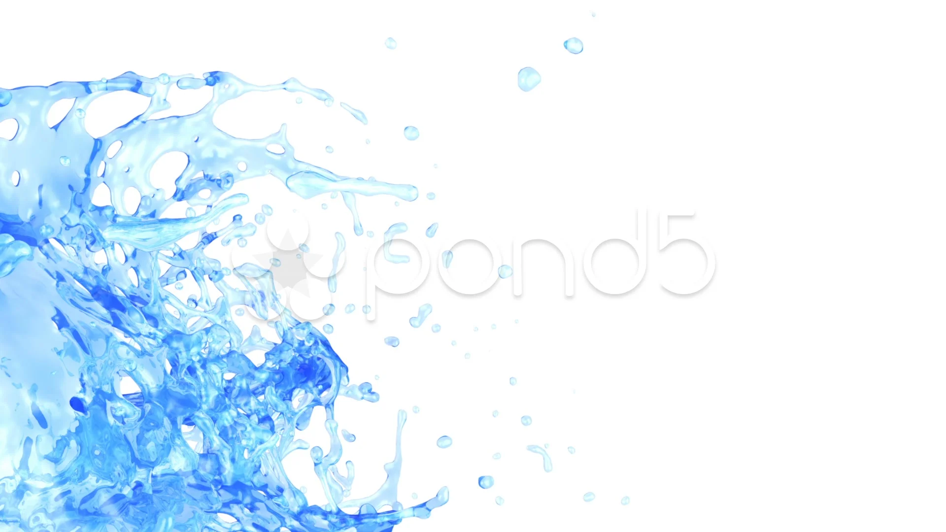 blue water splashes into screen, alpha c... | Stock Video | Pond5