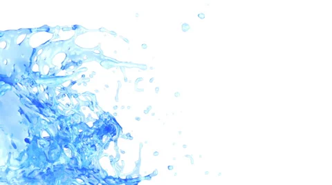 blue water splashes into screen, alpha c... | Stock Video | Pond5