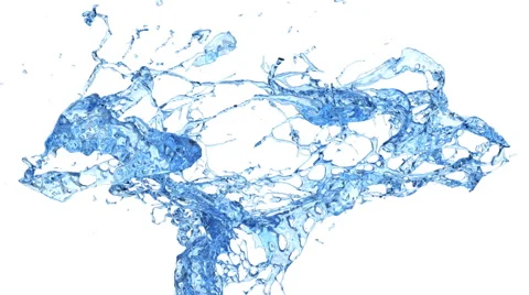 Blue water splashes in slow motion, isolated on white background (FULL HD) Stock Footage 49052369