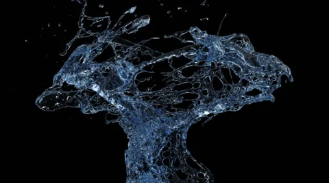 Blue water splashes in slow motion - on black, alpha channel included (FULL HD) Video stock 49558824