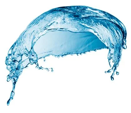 Blue water splashing on a backdrop. Stock Photos