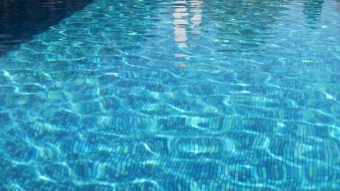 Blue water splashing in the pool Stock Footage 166629391