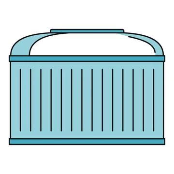 Blue water storage tank flat line art Ilustración de archivo