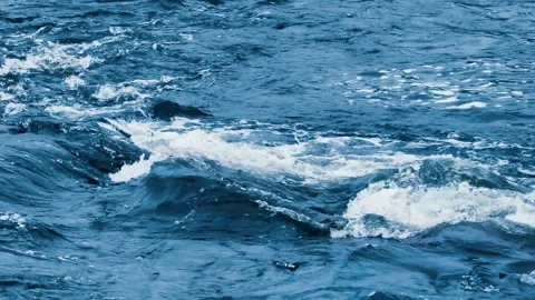 Blue water surface background. Sea waves on the beach. Video stock 302900066