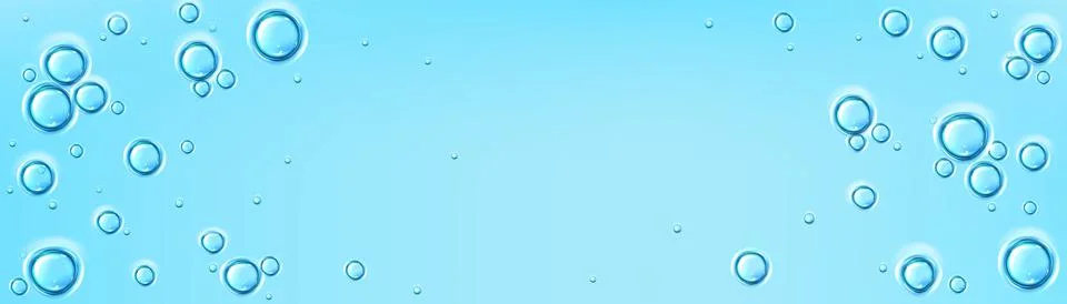 Blue water surface with bubbles, liquid serum Illustrazione stock