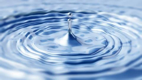 Blue water surface with a drop. 3D illustration Stock Illustration