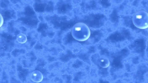 Blue water surface with floating bubbles Stock Footage 339424642