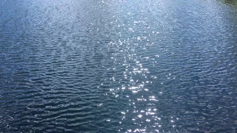 Blue water surface with sun glares Stock Footage 155083408