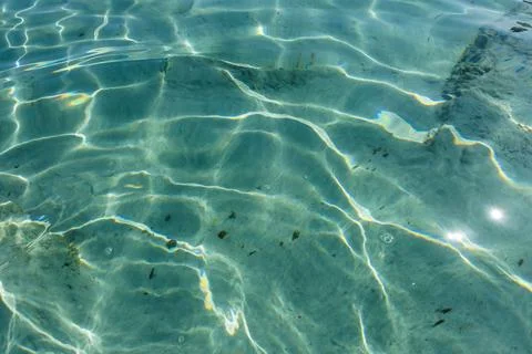 Blue water surface with sun reflections. Background and texture for design. Stock Photos