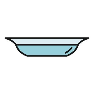 Blue water tray flat outline icon vector Stock Illustration