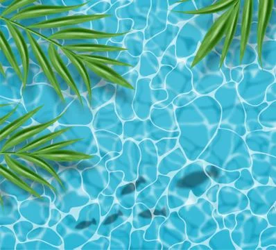 Blue water Vector realistic. Summer sea party poster template. Tropic palm le Illustrazione stock