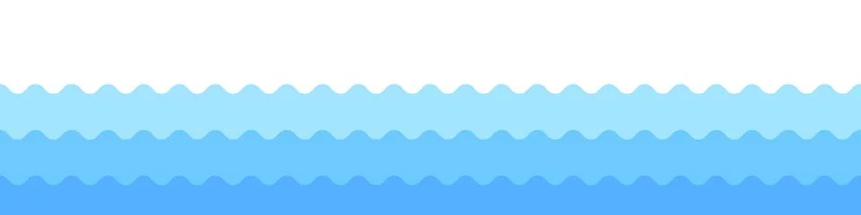Blue water wave background. Vector ocean illustration in flat style. Stock Illustration
